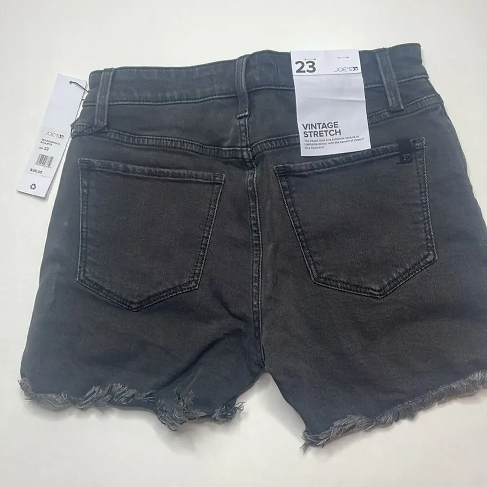 NWT joes jeans roulette raw hem black denim shorts size 23
